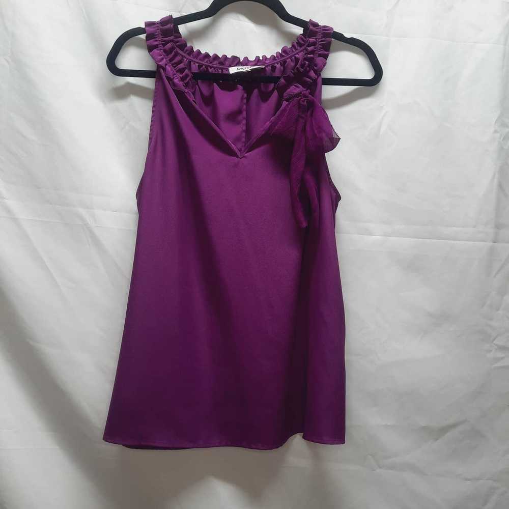 VTG DNKY Purple Sleeveless ruffle Neck Shoulder d… - image 5