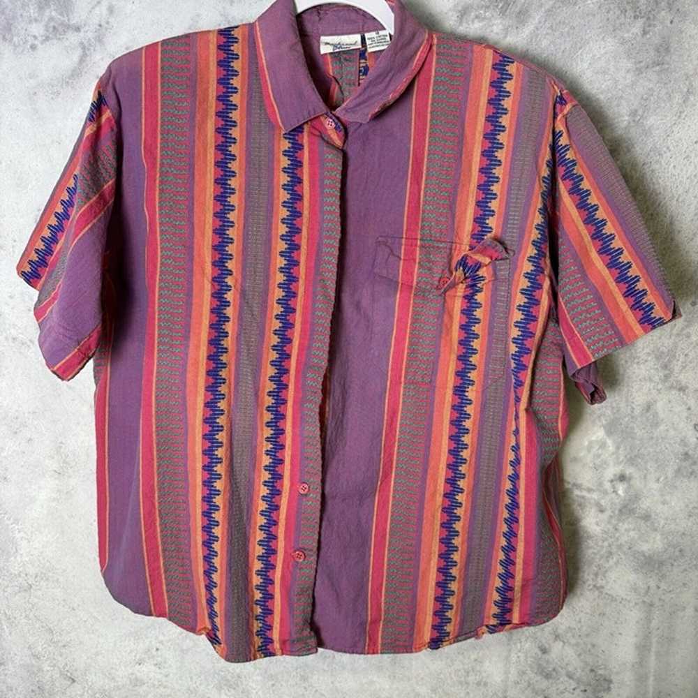 Vintage Backroad Blues Button Up Short Sleeve Pin… - image 1