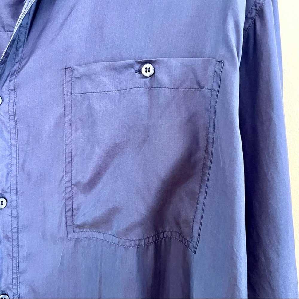 Vintage Oversize Silk Blouse Purple Button Down W… - image 10