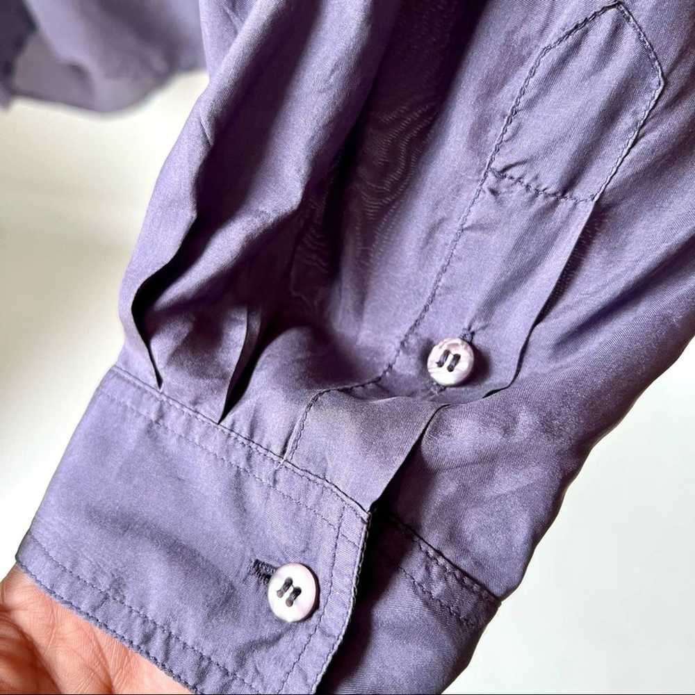 Vintage Oversize Silk Blouse Purple Button Down W… - image 11