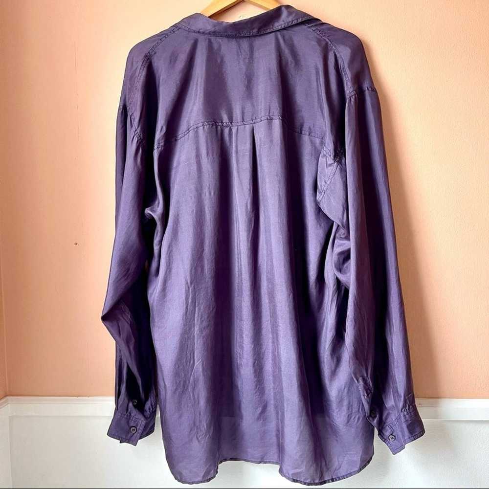 Vintage Oversize Silk Blouse Purple Button Down W… - image 5