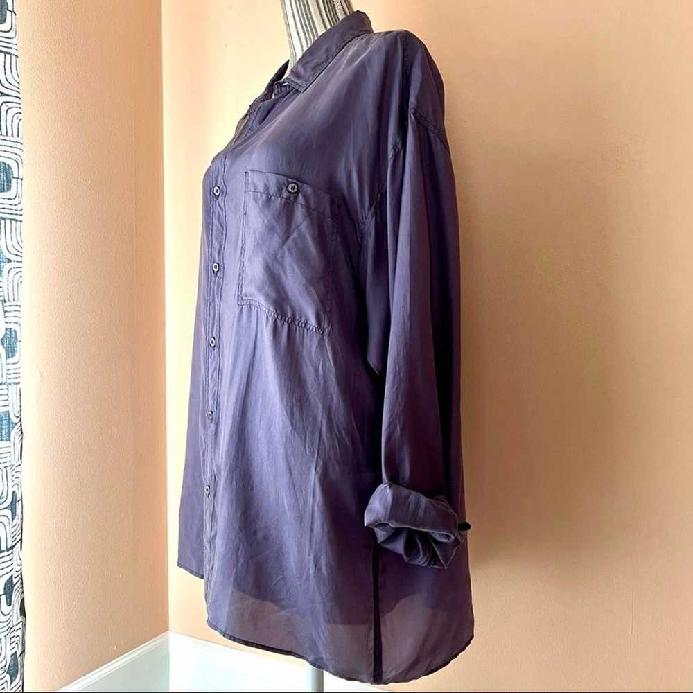 Vintage Oversize Silk Blouse Purple Button Down W… - image 6