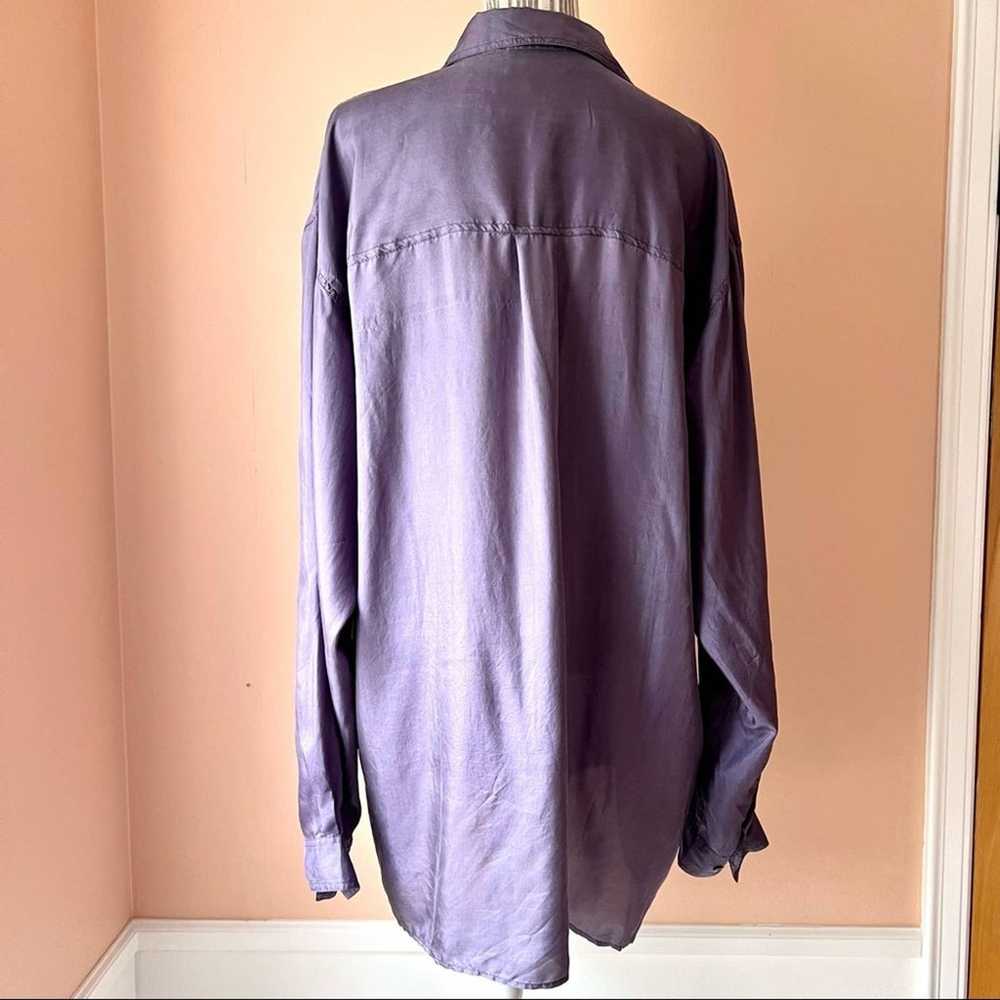 Vintage Oversize Silk Blouse Purple Button Down W… - image 7