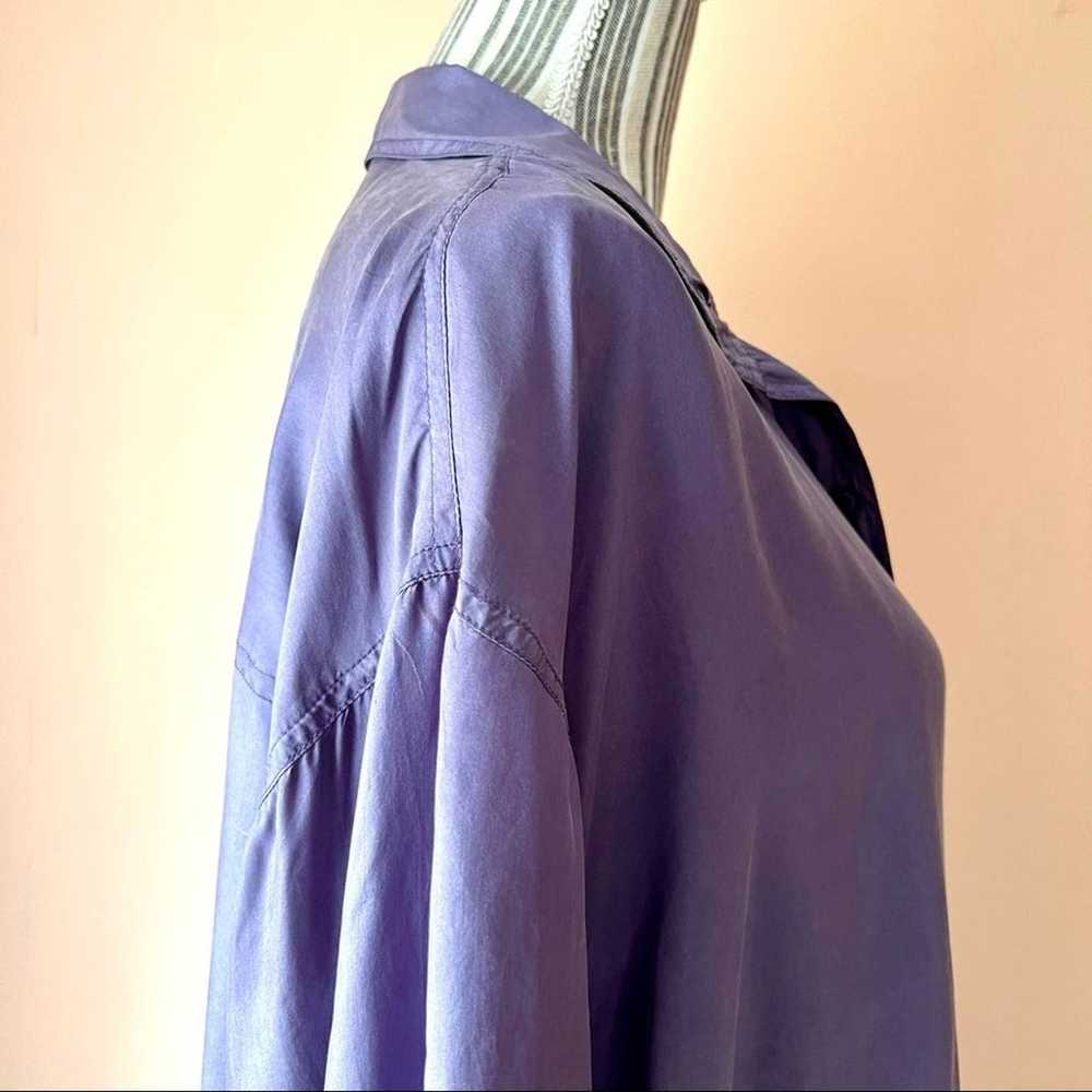 Vintage Oversize Silk Blouse Purple Button Down W… - image 8