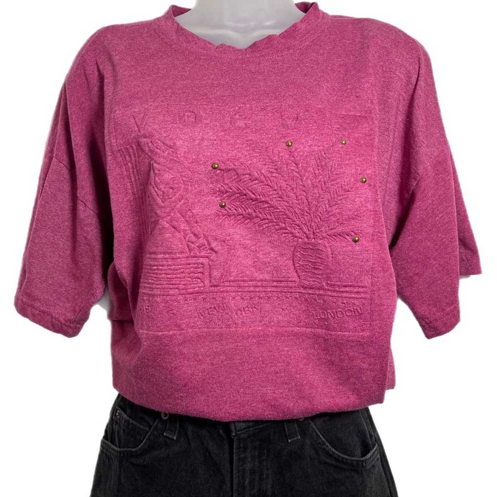 Vintage Vogue Pink Oversized Tee Tshirt Retro Fun… - image 1