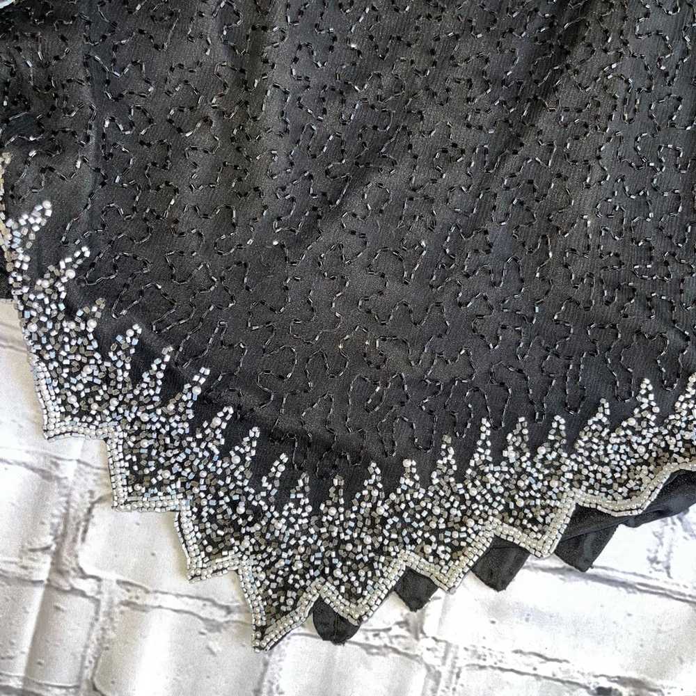 Vintage 80s Beaded Evening Top Womens Blouse Blac… - image 8