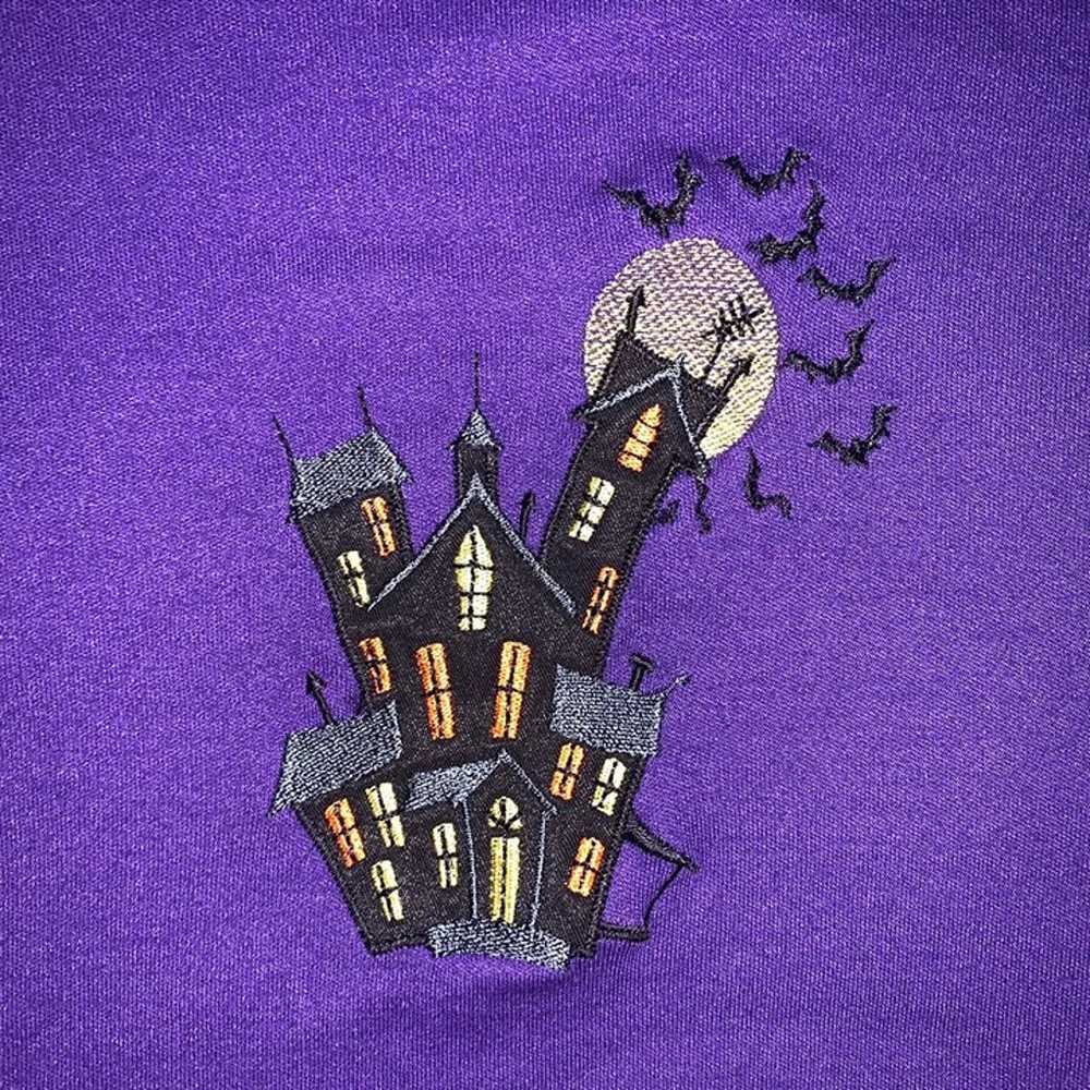 Y2K Purple Spooky Haunted House Halloween Embroid… - image 3