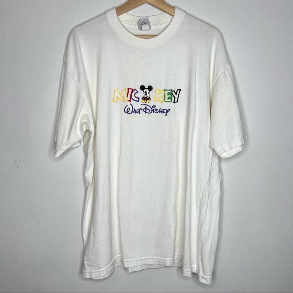 Vintage 90s Disney embroidered Mickey Mouse t-shi… - image 1