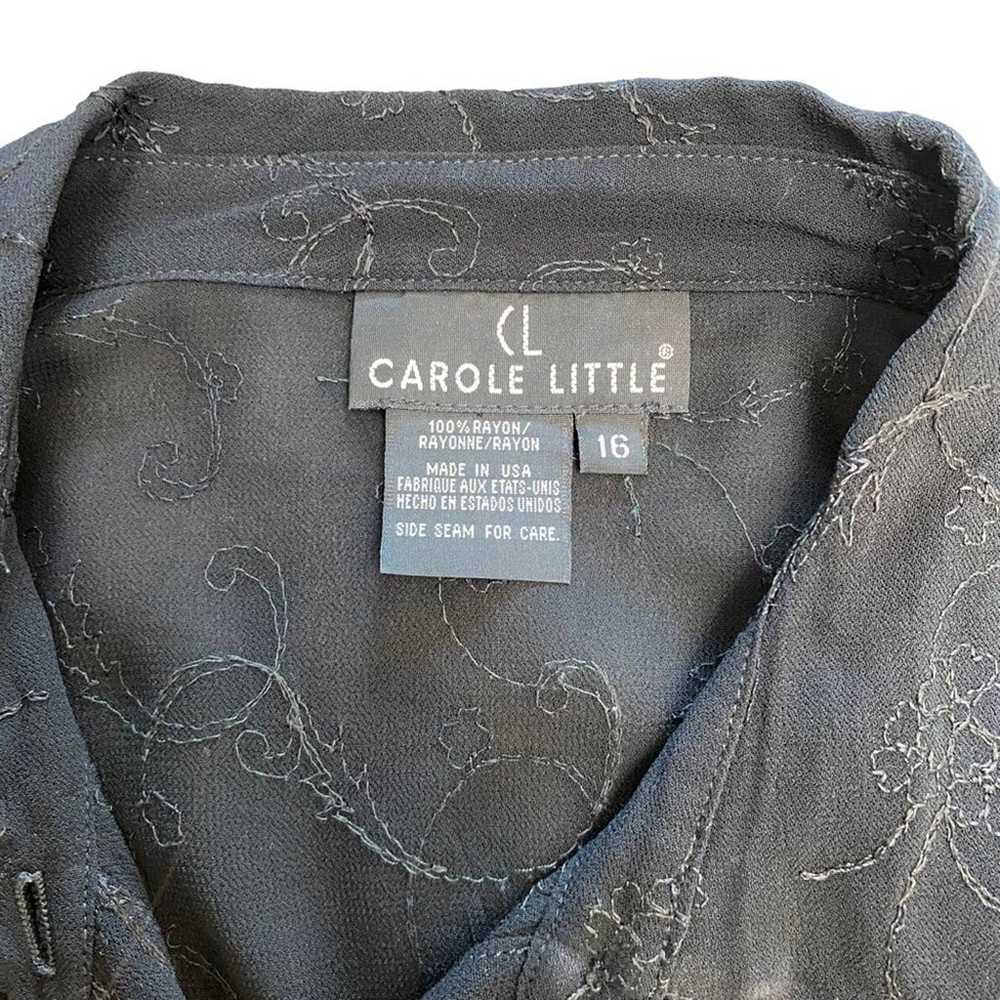 Carole Little Vintage Black Mesh Lace Floral Embr… - image 12