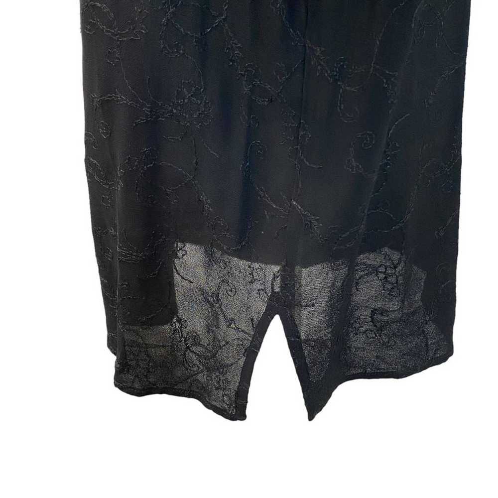 Carole Little Vintage Black Mesh Lace Floral Embr… - image 9