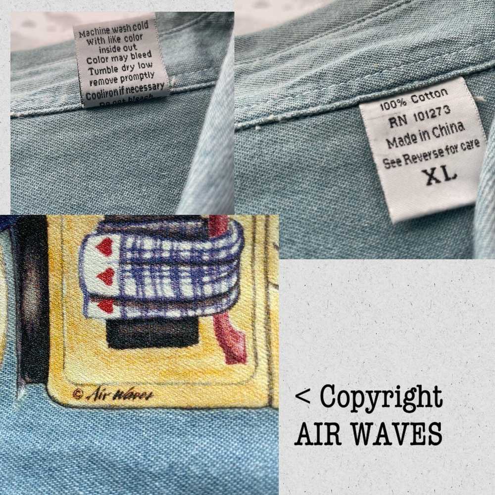 Vintage Air Waves Denim Jean Shirt Blue XL Grandm… - image 5