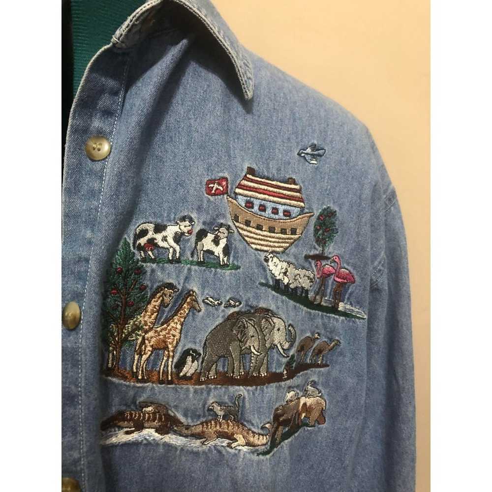 Quizz Vintage Embroidered Noah's Ark Long Sleeve … - image 3