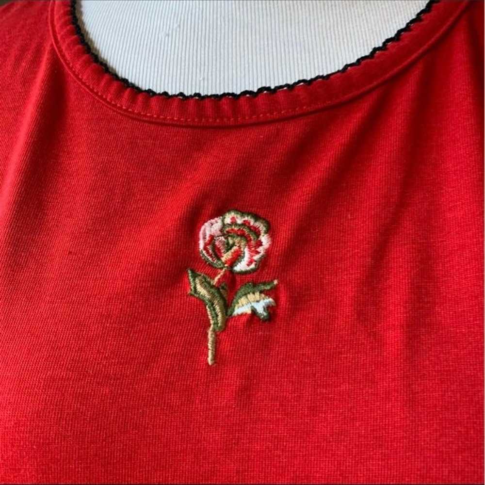 Vintage Gina Peters Rose Embroidered Long Sleeve … - image 2