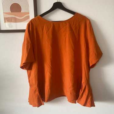 Eloquii Orange Pleated Hem Top! - image 1