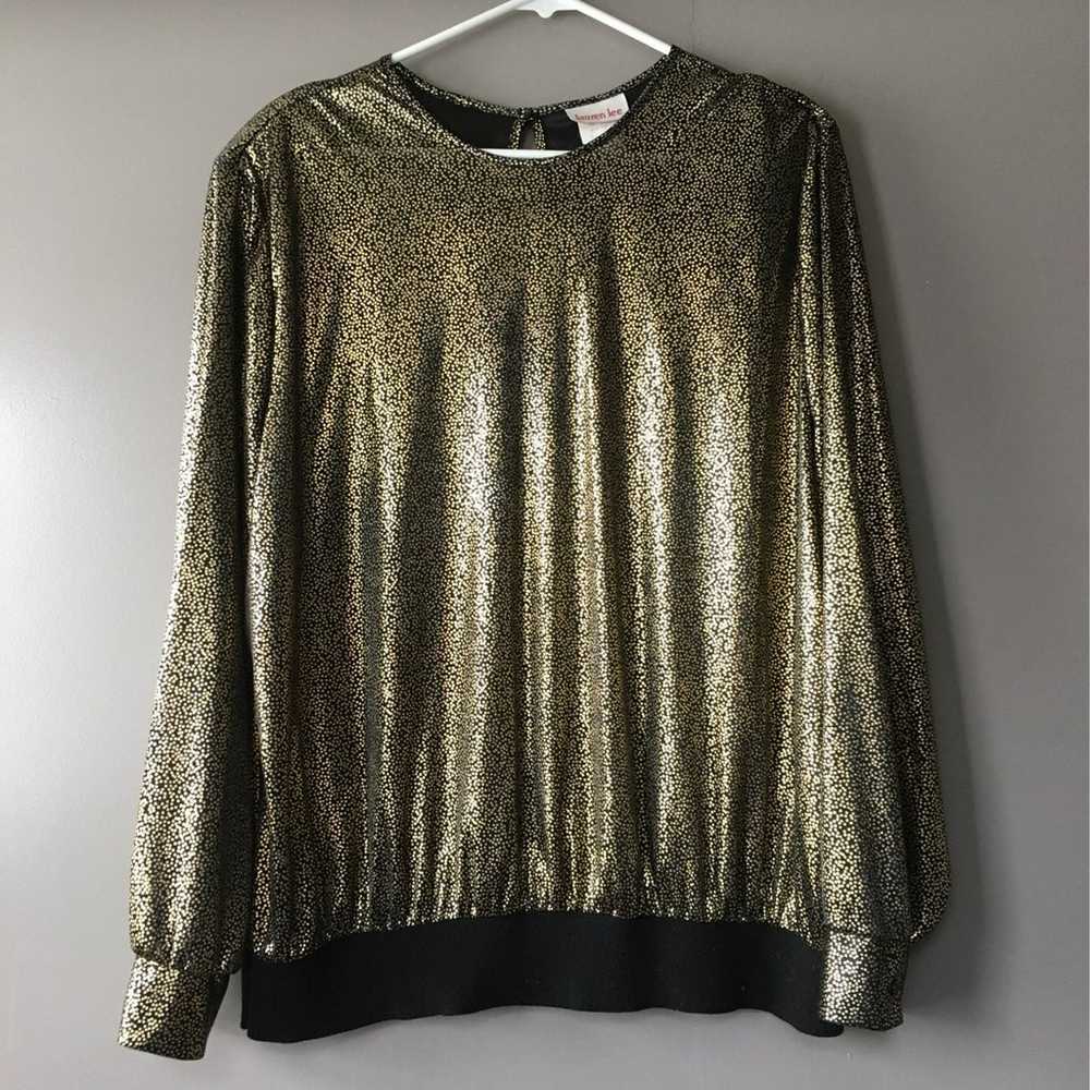 Vintage Laura Lee Gold & Black Blouse - image 1