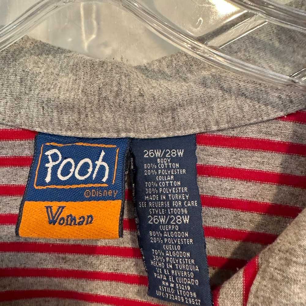 Disney Pooh vintage red and gray striped polo 3/4… - image 7