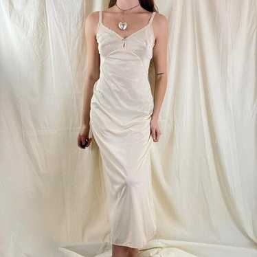 Vintage Crème White Silky Nightgown Slip Dress - image 1