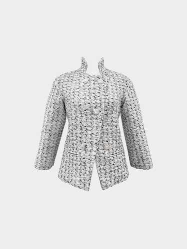 Chanel 2014 Silver Tweed Asymmetrical Jacket