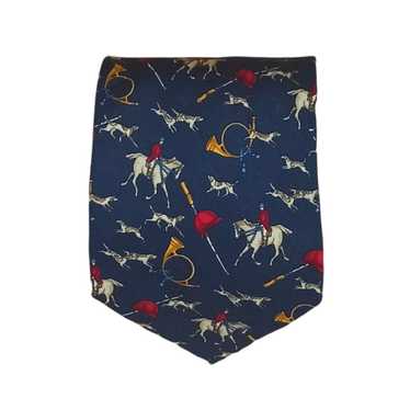 Designer HUGH PARSONS Hunting Silk Tie HANDMADE E… - image 1