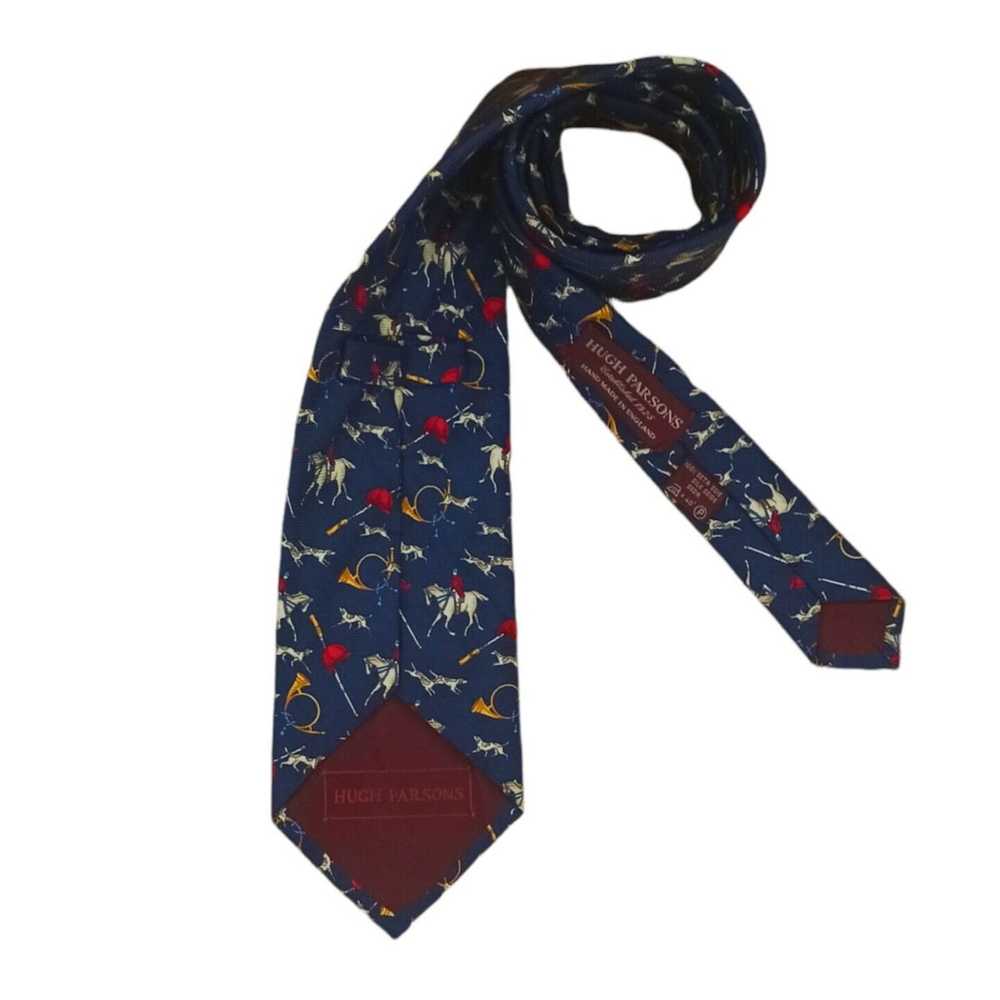 Designer HUGH PARSONS Hunting Silk Tie HANDMADE E… - image 3