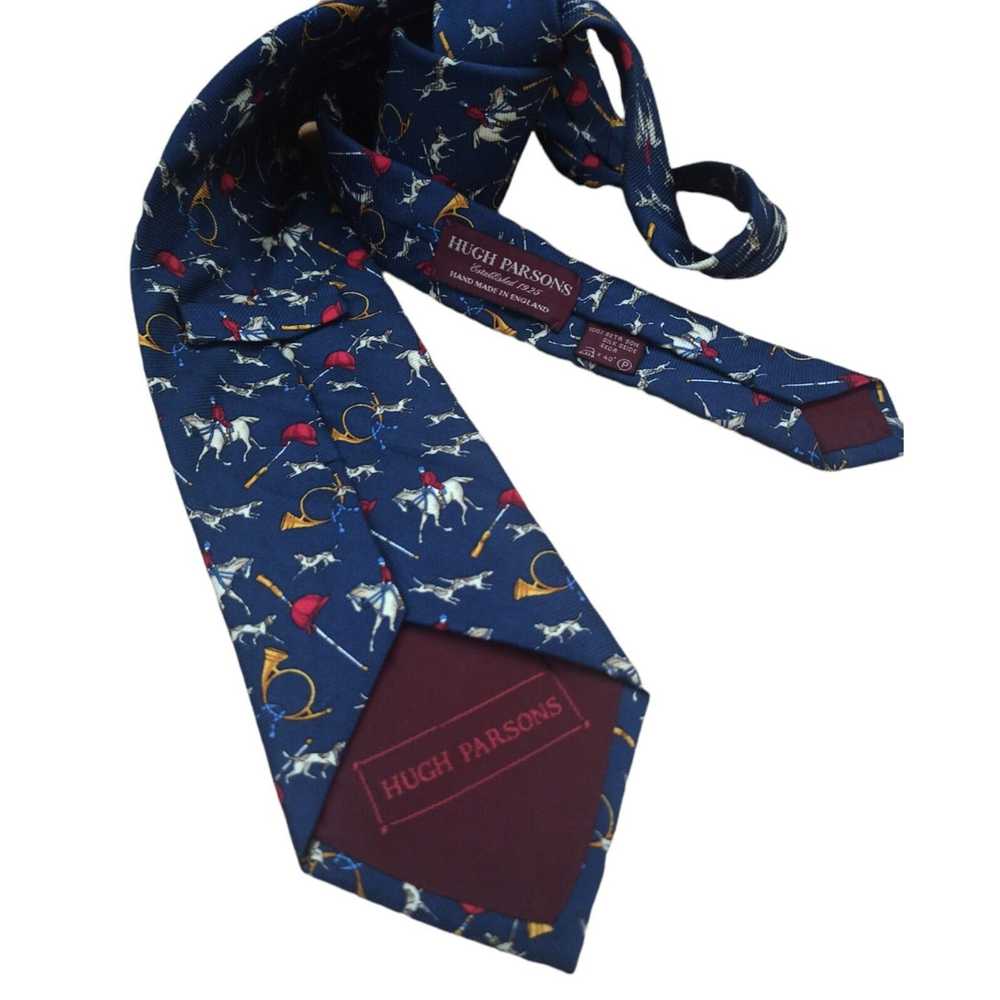 Designer HUGH PARSONS Hunting Silk Tie HANDMADE E… - image 7