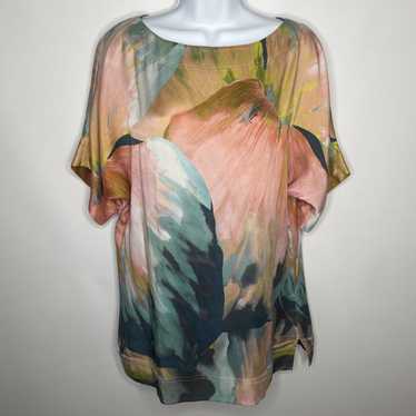 St. John Couture Abstract Watercolor Silk Blend Bl