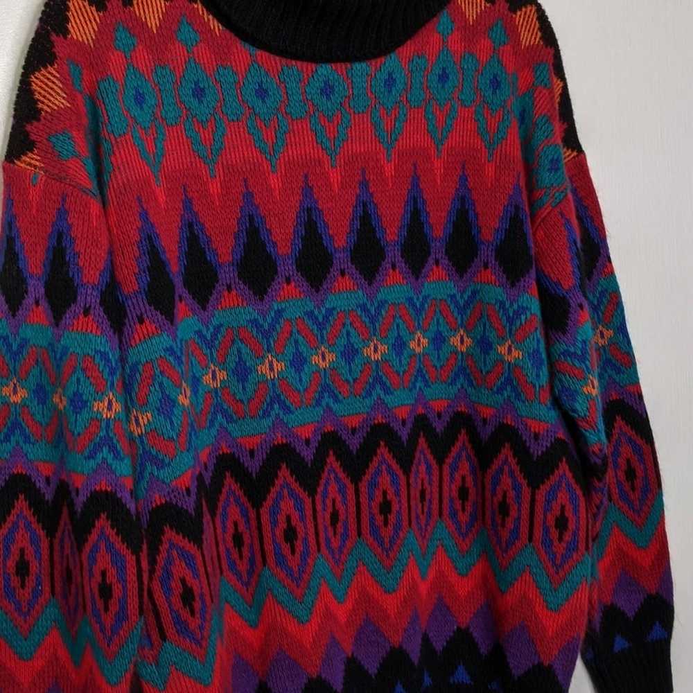 Vintage Turtle Neck Sweater 90s Grunge Mom VTG Cr… - image 5