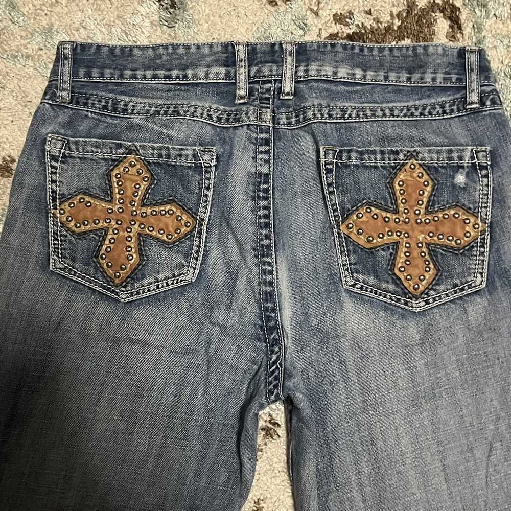 Affliction Red Camel Mens Studded Cross Straight … - image 3