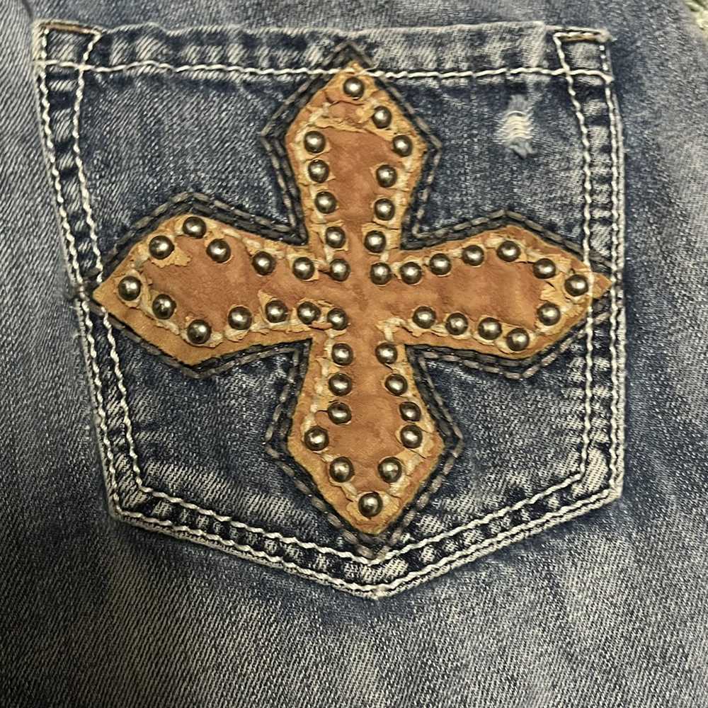 Affliction Red Camel Mens Studded Cross Straight … - image 4