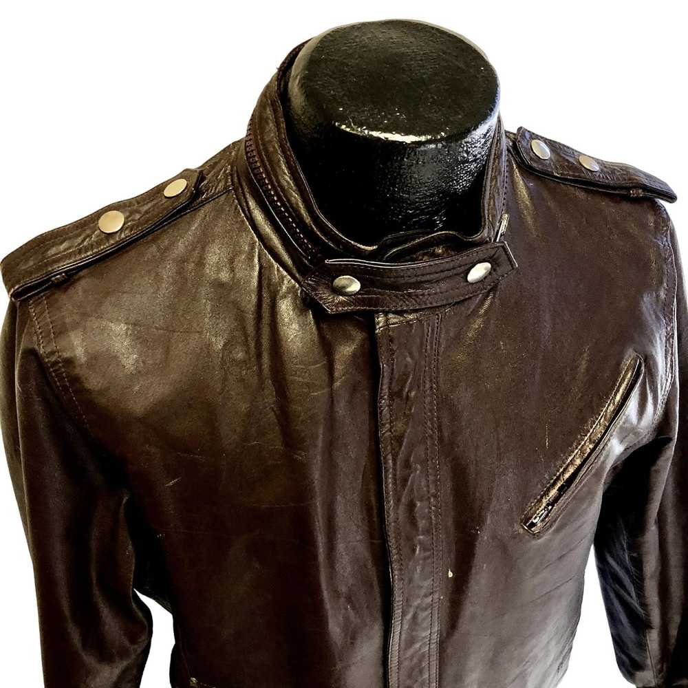 Unkwn 60's Grais Oxblood Leather CAFE RACER Coat … - image 10