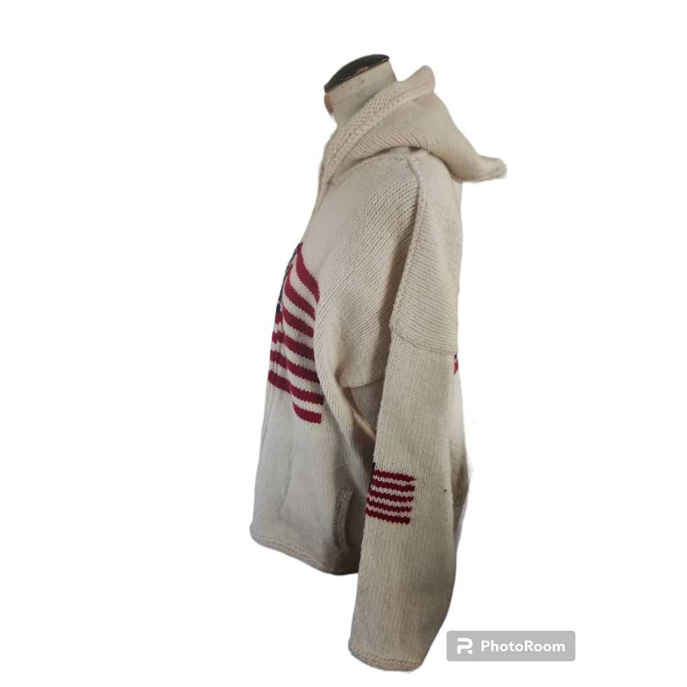 Handcrafted Hand Knit Wool Hooded Americana Sweat… - image 2