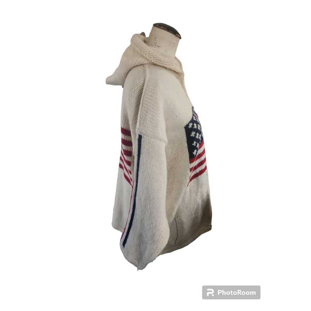 Handcrafted Hand Knit Wool Hooded Americana Sweat… - image 4