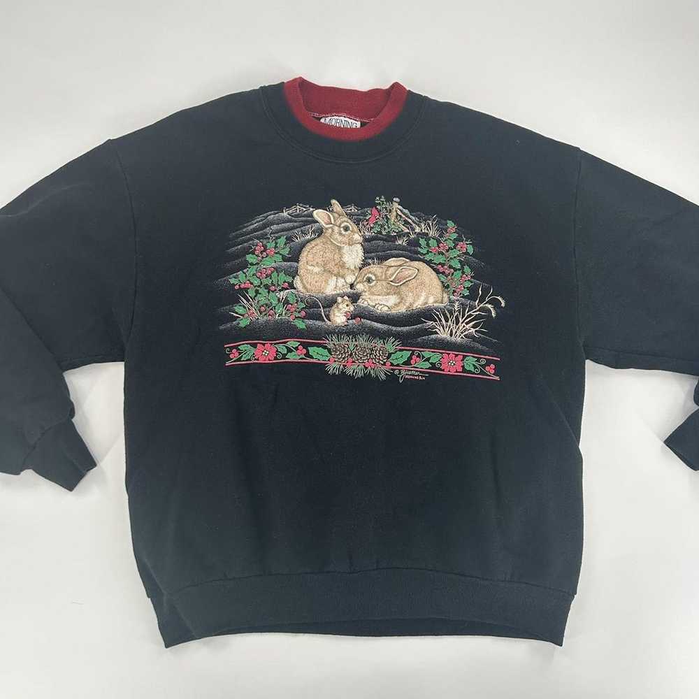 Vintage Vintage Christmas Rabbit Crewneck Sweatsh… - image 1