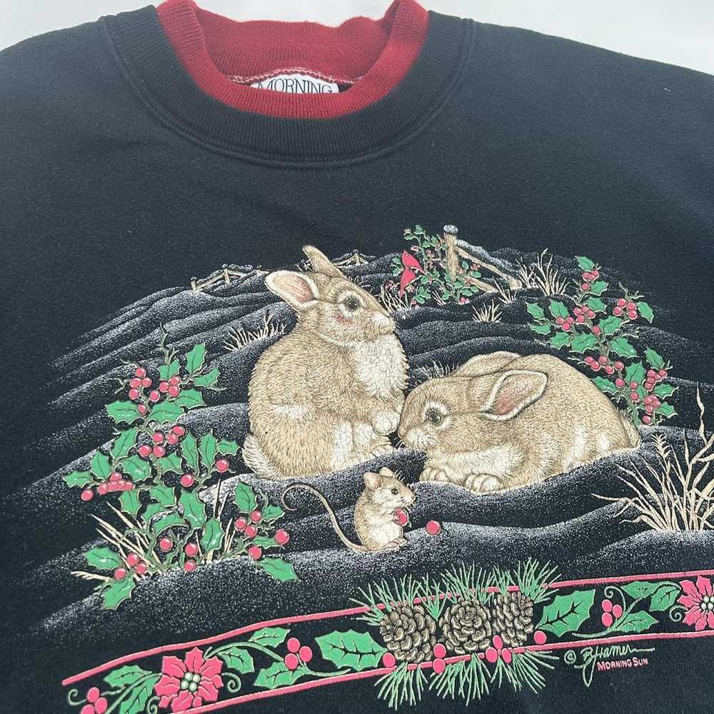 Vintage Vintage Christmas Rabbit Crewneck Sweatsh… - image 2