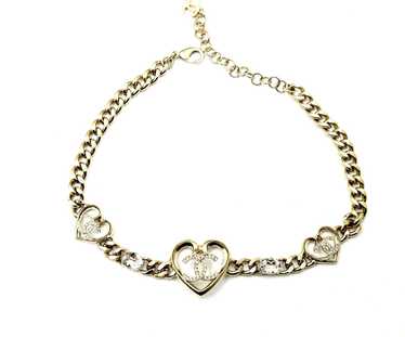 Chanel Chanel Gold CC Heart Crystal Chain Choker … - image 1