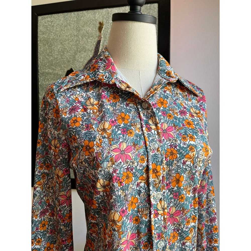 70s floral print wing tip collar shirt vintage - image 7