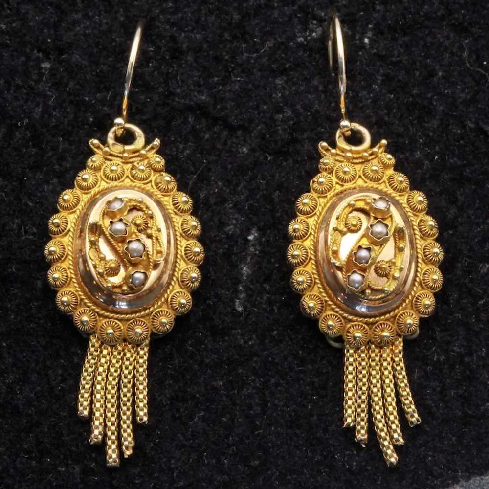Antique Victorian earrings 14k gold cannetille se… - image 10