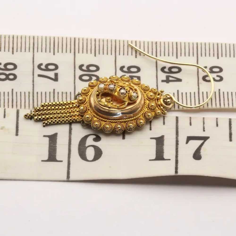 Antique Victorian earrings 14k gold cannetille se… - image 4