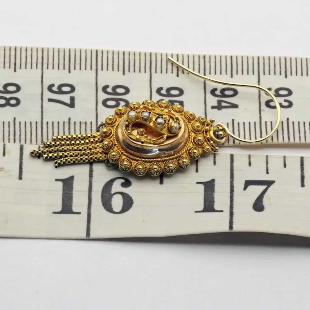 Antique Victorian earrings 14k gold cannetille se… - image 7