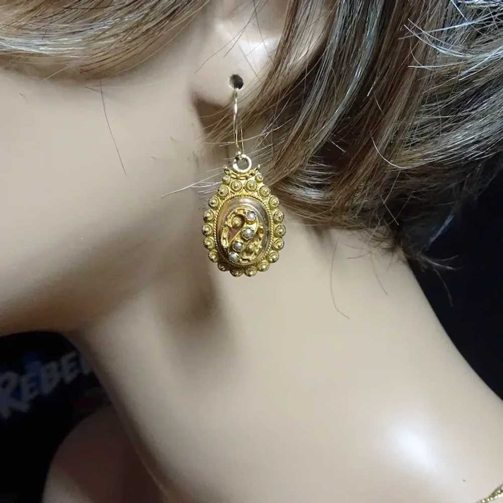 Antique Victorian earrings 14k gold cannetille se… - image 9