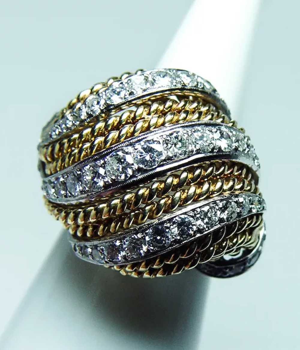 Vintage Massive 17gr Diamond Cocktail Ring 18K Go… - image 6