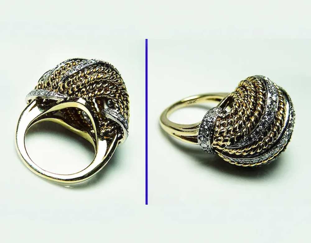 Vintage Massive 17gr Diamond Cocktail Ring 18K Go… - image 9
