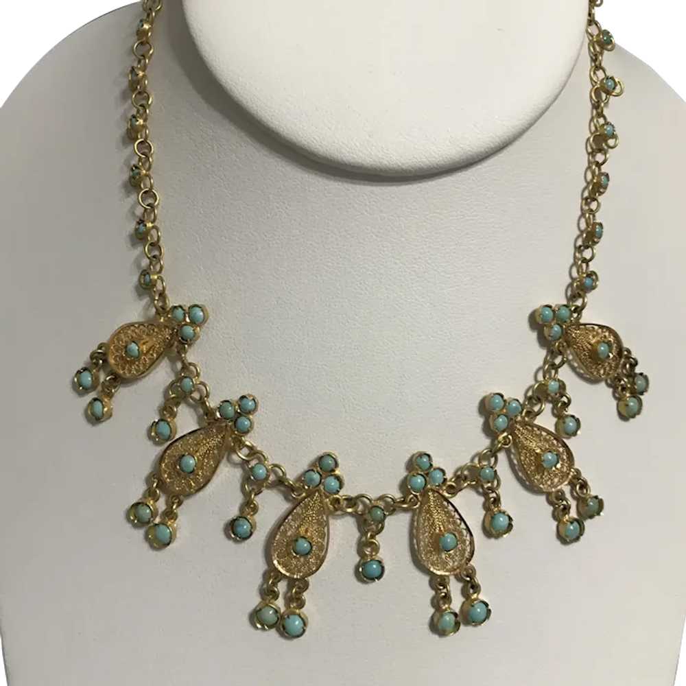 Gorgeous 22K YG Persian Turquoise Vintage Necklace - image 1