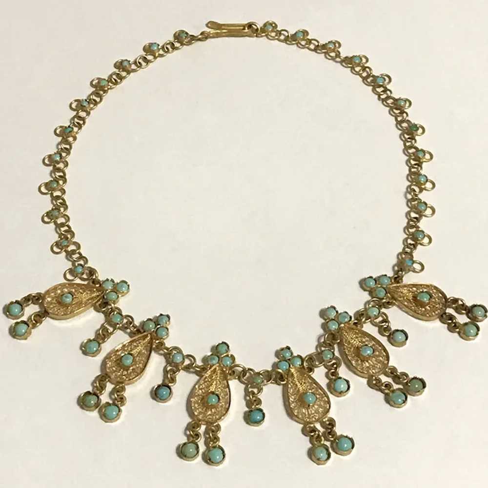 Gorgeous 22K YG Persian Turquoise Vintage Necklace - image 3