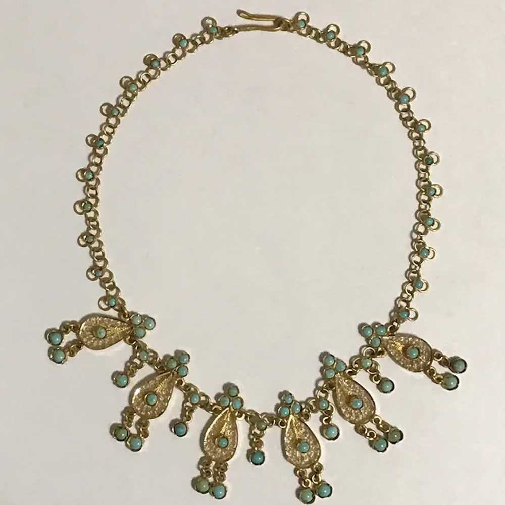 Gorgeous 22K YG Persian Turquoise Vintage Necklace - image 4