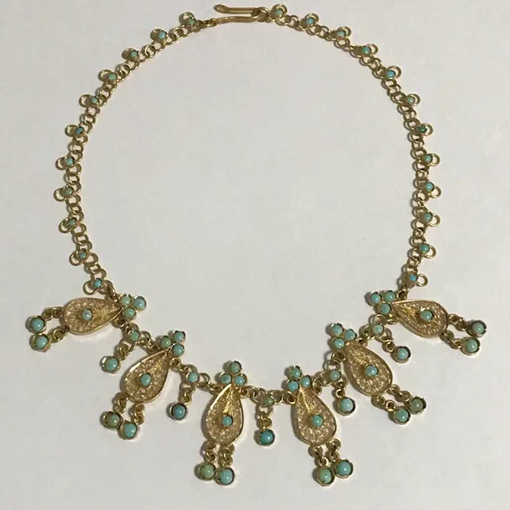 Gorgeous 22K YG Persian Turquoise Vintage Necklace - image 6