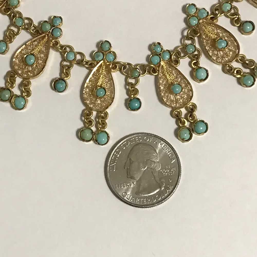 Gorgeous 22K YG Persian Turquoise Vintage Necklace - image 8