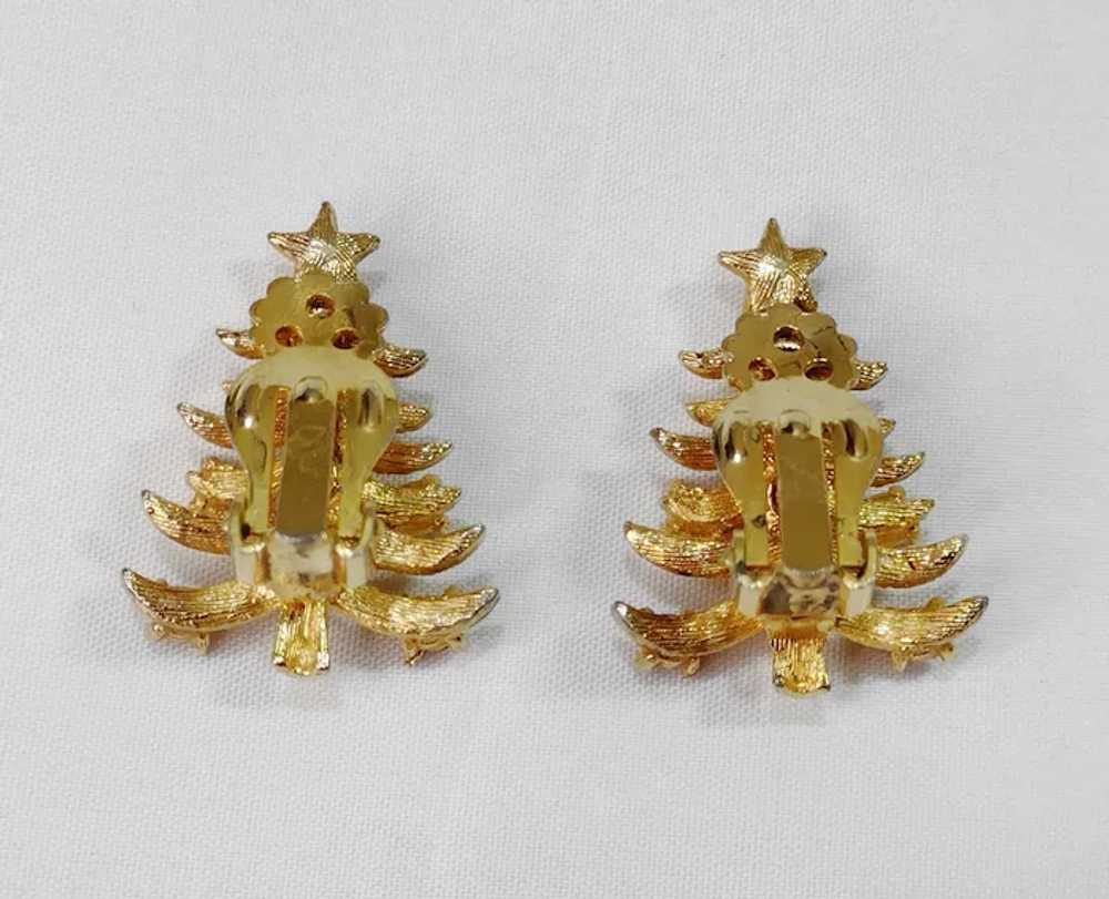 Vintage Mylu Christmas Tree Earrings, Rhinestone … - image 3