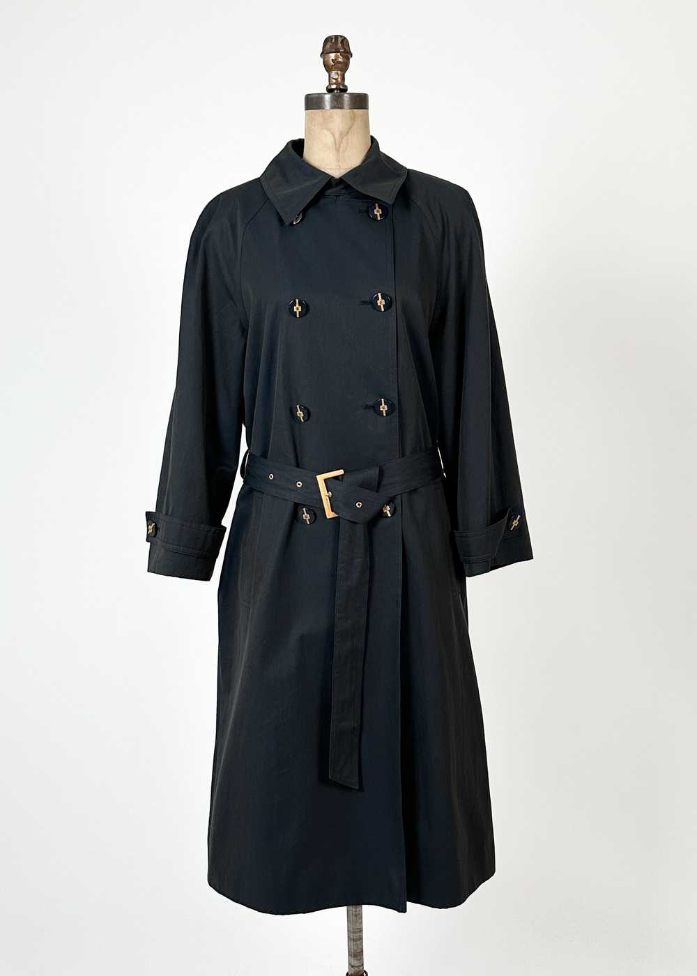 Vintage Louis Féraud Black Trench Coat - image 2