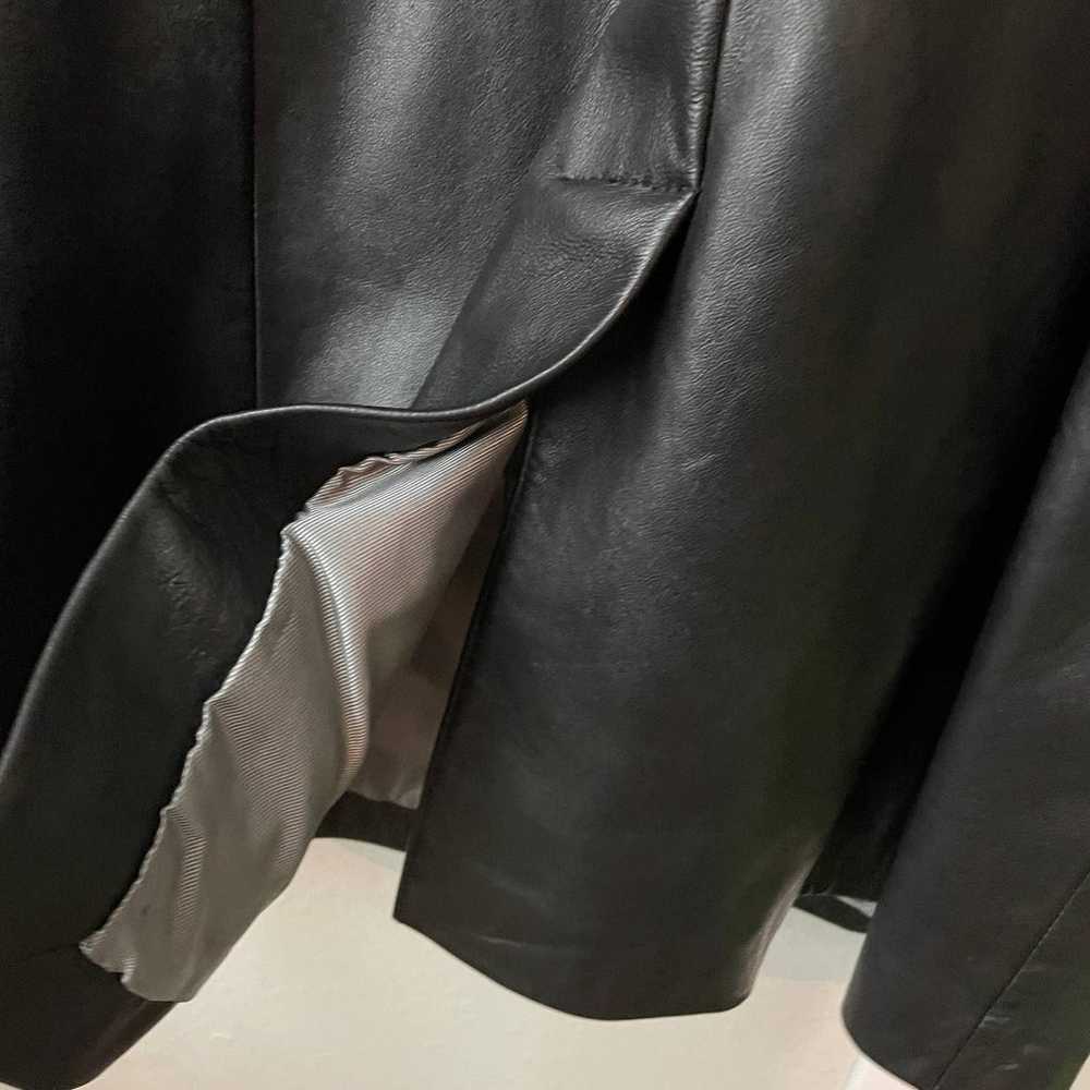 Juliet Michelle Black Leather Midi Length Coat - image 10